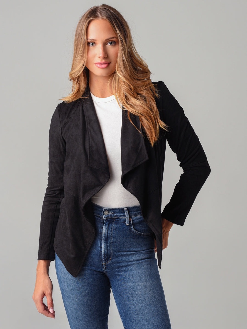 BB Dakota Womens Jacket Size Small Black Faux Leather Open Front